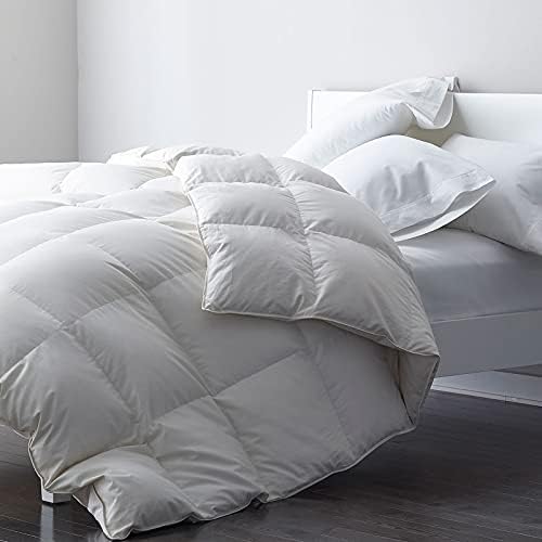 DWR Premium Feather Down Comforter Duvet Insert - 100% Skin-Friendly Cotton, Medium Weight Quilted for All Season Bedding (Oversized Queen 98x98, Ivory White)