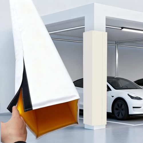 LXLZYXSF Soft Padding to Wrap Around Pole, 6ft Self Adhesive Garage Basement Post Pads Square, Outdoor Basketball Pole Pad Protector Cover Foam(White,8"x8"(20x20cm))