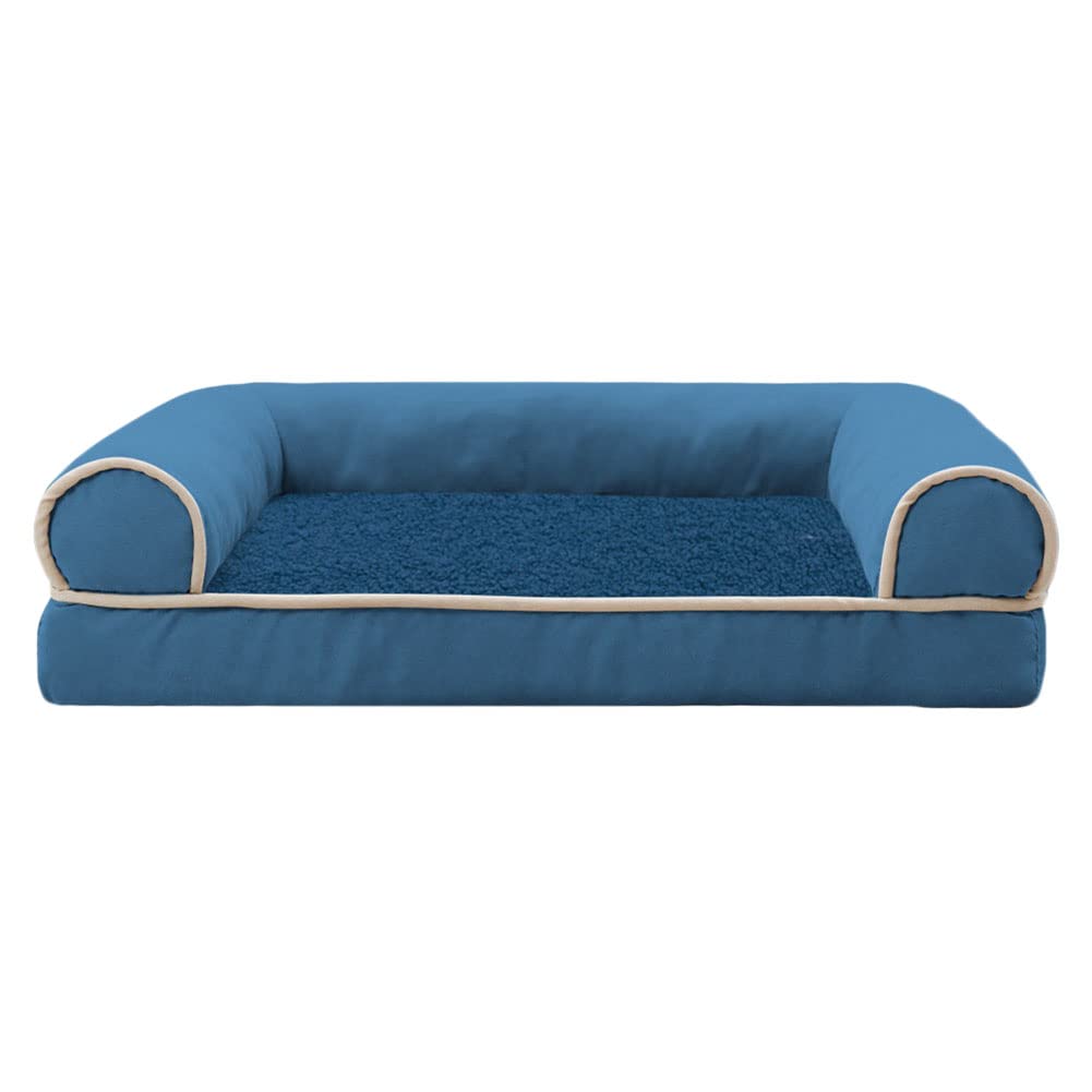 MISSMAO Pet Sofa Lounger Bed, Dog Mattress Non-slip Dog Couch Deluxe Fleece Cushion Super Soft Dog beds Basket Washable Anti Slip Pad,Blue,XXL(90x65x12cm)