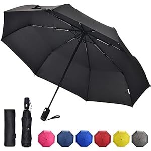 Anntrue Windproof Travel Umbrella, Auto Open Close Lightweight Compact Portable Backpack Folding Umbrella, Perfect for Car, Purse, Men and Women (Black)