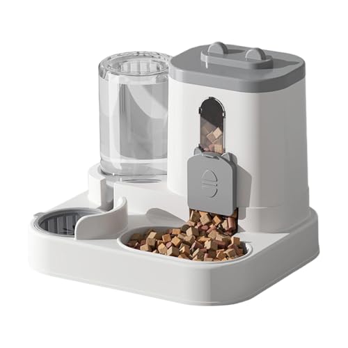 Distributeur Automatique 2 en 1 pour Chat et Chien, Gamelle avec Réservoir d’Eau et Croquettes, Mangeoire et Abreuvoir Grande Capacité pour Animaux...