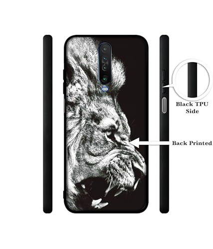 Image of Angry Lion Design Premium 2D Printed Metal Back Case Cover for Mi Redmi K30 4G / Poco X2 4G