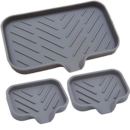 Lofekea Seifenschalen, Silikon-seifenschale, 3er-Pack Küchenspüle, Schwammablage, selbstentleerender Seifenhalter, Badezimmer, Küchentheke, Caddy, Seifenflasche, Organizer, Seifenspender Cover
