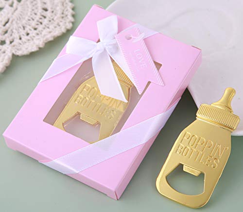18 Pcs Baby Shower Favors for Guests Baby Shower Souvenirs for Girl Bottle Opener Party Return Gifts Pink Feeding Bottle Opener Baby Shower Favor Decorations and Mom-To-Be Party Favor 18 Pink