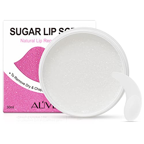 Lip Sugar Scrub, Gentle Lip Exfoliator Scrub and Moisturizer, Natural Exfoliating Lip Scrub for Very Dry Lips, Lip Repair for Chapped Lips, Sugar Lip Scrubs with SheaS Butter, Vitamin E