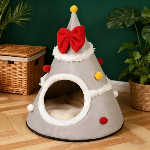 Tente pour chat de Noël lavable pour des siestes au chaud