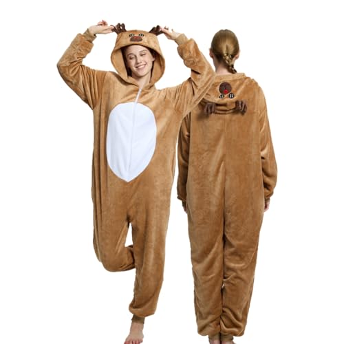 SLOTHOPOTAMUS Adult Onesie Pajamas Unisex Animal One Piece Cosplay Costume Halloween Homewear Sleepwear Reindeer XL