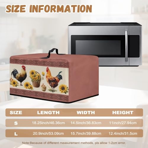 Image of Microwave Cover Air Fryer Toaster Oven Dust Cover Stain-Resistant Countertop Convection Oven Protector Kitchen Appliance Decor, L, Rooster Chicken Egg Sunflower