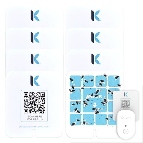 Katchy Plug-in Glue Board Refills (8 Pack) – Catcher & Killer for Mosquito, Gnat, Moth & Fruit Fly – Indoor Flying Insect Trap Glue Board Refills – Non-Zapper Traps for Buzz-Free Home