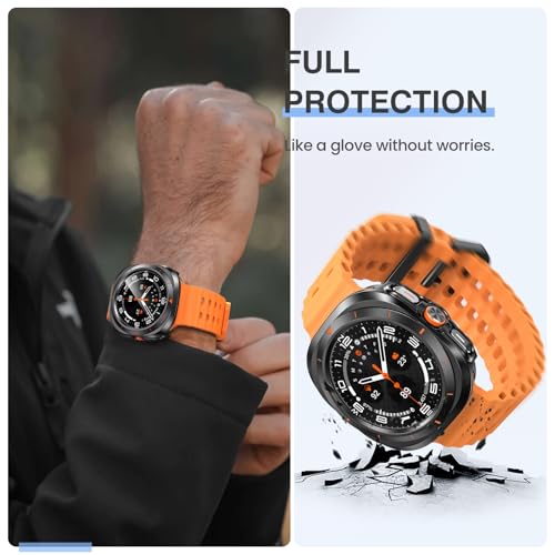 Tensea [2Pack for Samsung Galaxy Watch Ultra 2025/Galaxy Watch 7 Ultra 2024 Screen Protector Case 47mm Accessories, Protective Face Cover for 47 mm, Hard Bumper Built-in Tempered Glass Film Women Men