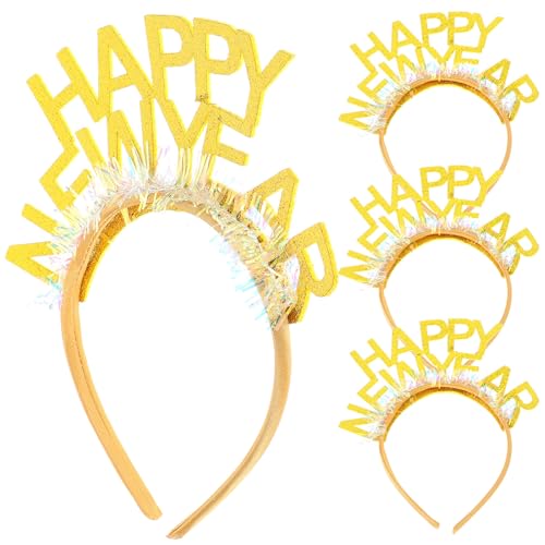 Beatifufu 4 Piezas Diademas con Purpurina Dorada para Fin de Año Accesorios Ligeros y Resistentes para Fiesta de Nochevieja Complementos Brillantes para Pelo de Mujer y Niñas