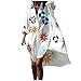 Ni_ka Robe Imprime Floral Femme Grande Taille Chic Et Glamour Cardigan à Manches Longues avec Boutons Robes Chemise Ample IrréGulier Noir Gris Taille S à 5XL, (Ni_kadress44587)