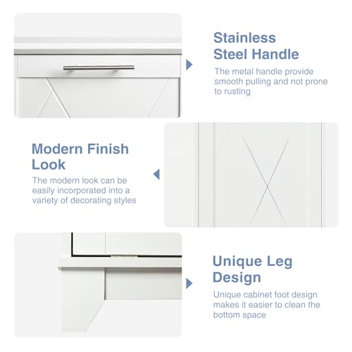Halitaa Double Tilt Out Trash Cabinet, Free Standing 10 Gallon Recycling Trash Can Cabinet with Negative Ion and Deodorizing Function, for Kitchen Living Room, White