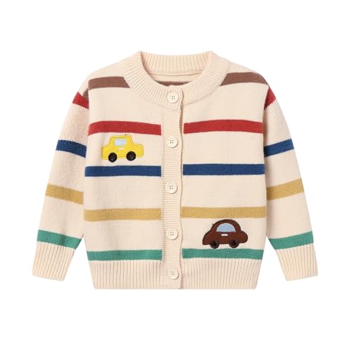 Toddler Boys Colorful Striped Cardigan Button Down Crewneck Sweater 12M-5T