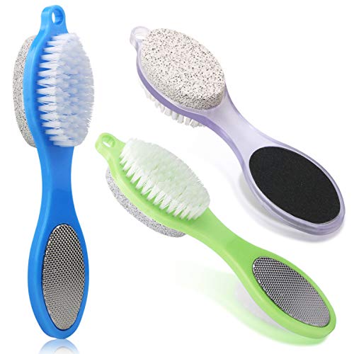 WYKOO 3pcs Extra Thick Foot File Callus Remover, Length 7.8inches Width 2.3inches, Multifunctional four in one Pedicure Tools with Foot Scrubber, Pumice Stone, Foot Rasp and Sand Paper, 3 Mix Colors