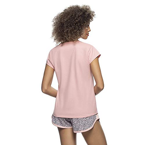 Pijama Blusa e Short Pink Animal Print em Algodão Rosa Diário Íntimo (M)