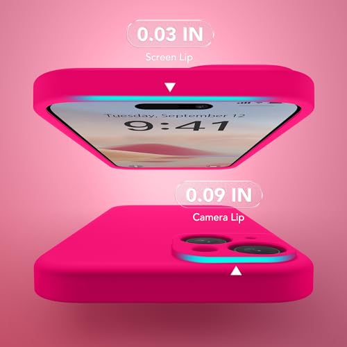 Image of Magnetic for iPhone 15 Case, Compatible with MagSafe, [Screen Protector + Full Camera Protection], Silicone Shockproof Anti-Scratch Protective Phone Case for iPhone 15 6.1 inch, Hot Pink