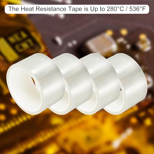 Image of uxcell Clear Heat Tape, 1 Roll 50mmx33m 108ft High Temperature Heat Resistant Tape for Sublimation,Heat Vinyl Press,Heat Transfer, Circuit Board, No Residue