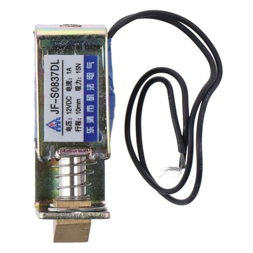 HOBBYIN Miniature DC Frame Push-Pull Elect, DC 12V 15N Type Solenoid Electromagnet, Stro ke Open Frame Solenoid Electromagnet Linear Motion, JF-S0837DL