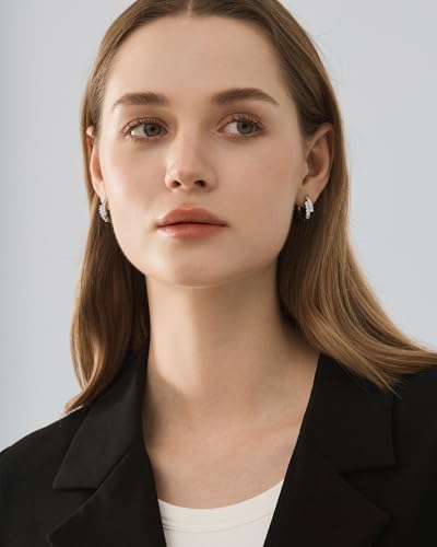 925 Sterling Silver Cubic Zirconia Double Hoop Earrings for Women, Hypoallergenic Sparkling Diamond Hoop Earrings for Daily Wear4