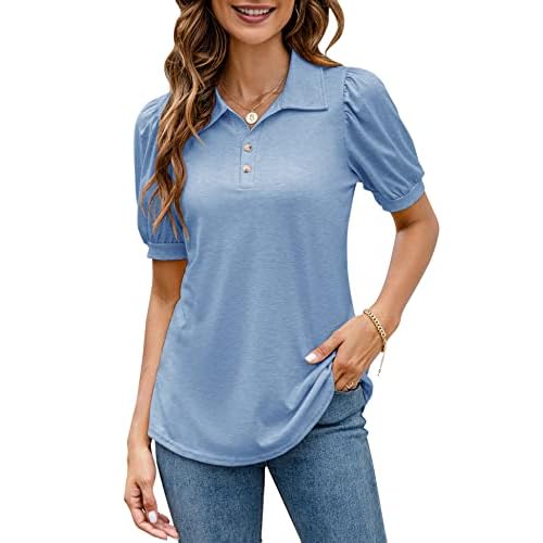 LOMON Womens Polo Shirts Button Down Collared Long Sleeve Tops V Neck Loose Blouses Small Z-khaki