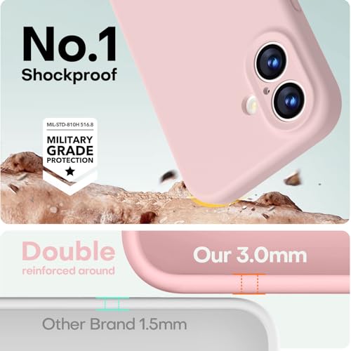Image of LOVE 3000 Designed for iPhone 17 Case, Premium Silicone [Compatible with Magsafe][Soft Anti-Scratch Microfiber Lining] Shockproof Protective Phone Case for Men Women 6.3 inch, Chalk Pink