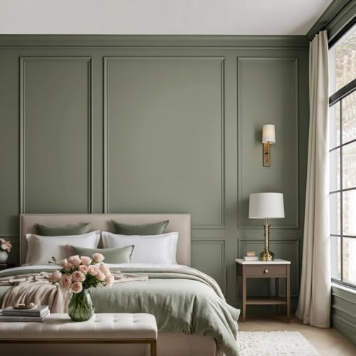 Image of Upick Peel and Stick Wainscoting Pre-Cut Wall Molding Kit, 23 inchx56 inch, 6-Frame | PS Panels,Moisture Resistant,Pre-Primed,DIY Installation,Accent Walls,Living Room,Hallway,Bathroom,Trim for Walls