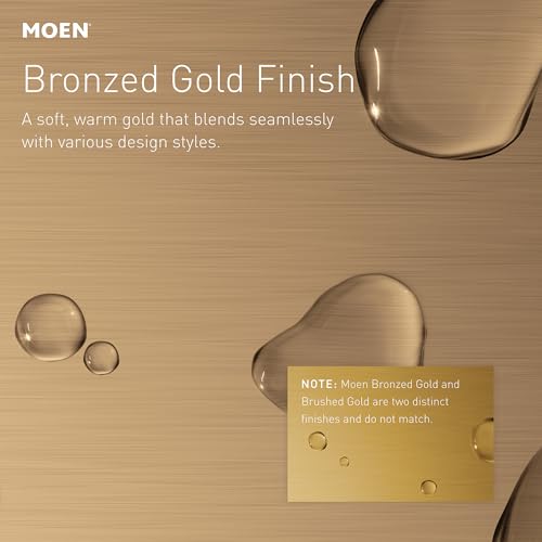 Image of Moen Bronzed Gold 44-72-Inch Adjustable Tension Mounted Straight Shower Curtain Rod for Bathroom, No Drilling Needed, TR1000BZG