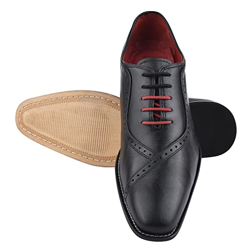 Image of LIBERTYZENO Mens Burnished Toe Genuine Leather Adults Lace Up Oxford Dress Shoes for Easter Gift