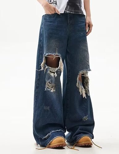 Y2k Baggy Denim Pants Hip Hip Ripped Jeans Wide Leg Jeans Grunge Pants Shredded Jeans Casual Jean Pants3