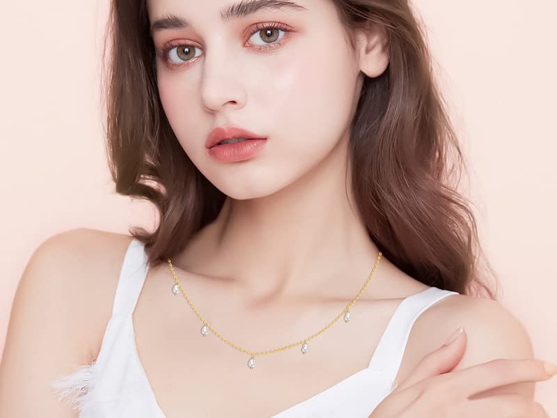 Miniatura 5 de Pearl Necklace for Women 14K Gold Plated Sterling Silver Dainty Pearl Choker Handmade Charm Necklaces Jewelry Gifts for Her (16+2 inch)