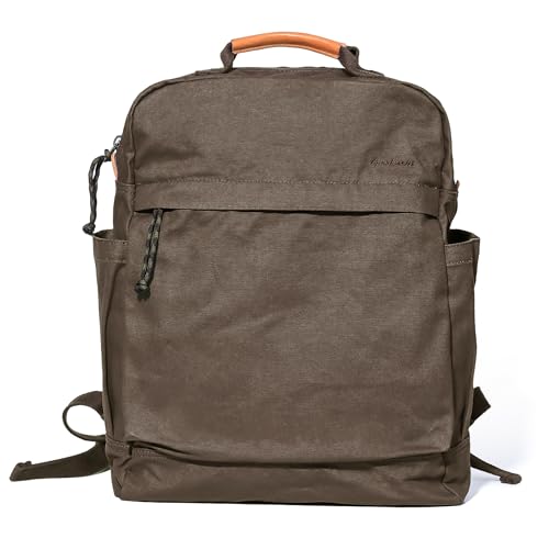 GOOTIUM Canvas Backpack for Women Vintage Style Zipper Bag Men's Casual Daypack Cloth Outdoor Travel Rucksack, Umber - Detailed View