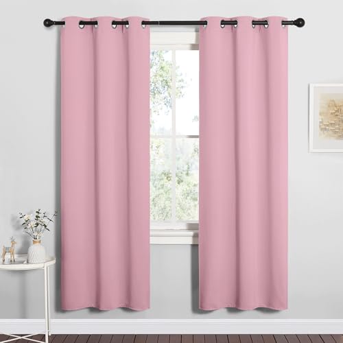 Image of NICETOWN Bedroom Curtain Panels Blackout Draperies, Thermal Insulated Solid Grommet Blackout Curtains /Drapes (Crystal Pink, 1 Pair, 34 by 72-inch)