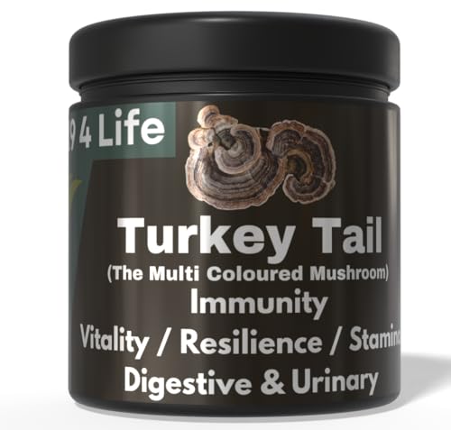 K9 4 Life Turkey Tail Mushroom Powder Organic Dog Supplement Immune & Gut Health Support Natural Beta-Glucans Antioxidants Functional Mushroom Powder for Dogs