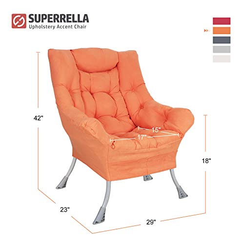 Superrella Modern Soft Accent Chair Living Room Upholstered Single Armchair High Back Lazy Sofa (Orange) #TOP2