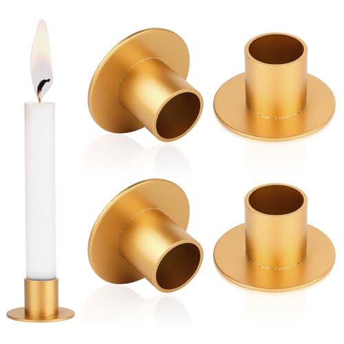 4 Stück Kerzenständer, Gold Kerzenhalter Stabkerze, Metal...
