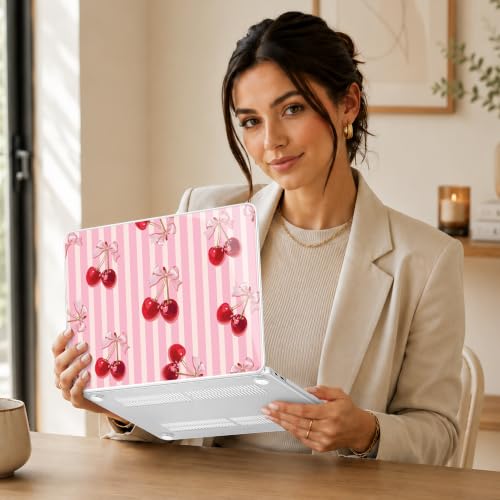 May Chen Compatible with MacBook Neo 13 inch Case 2026 Model A3404, Plastic Hard Shell,Keyboard Cover,Screen Protector,Dust Plug, for MacBook Neo 13" with A18 Pro Chip,Striped Cherry - image 5