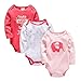 Bebé Body Pack de 3 - Mono Niños Mameluco Manga Larga para Niñas Pijama Trajes de Invierno Algodón Pelele Ropa Elefante Rosado 6-9 Meses