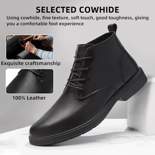 Men's Orthopedic Leather Chukka Boots: Comfortable Arch Support Plantar Fasciitis Tuxedo Dress Walking Ankle Mid Derby Boot, Orthotics Flat Feet Casual Wingtip Oxford for Foot and Heel Pain Relief3