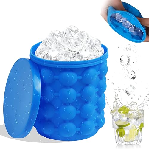 EZONEDEAL Silicone ice Maker | Ice Cube Mold Ice Trays, Large Silicone Ice Bucket, (2 in 1) Round Ice Cube Maker,Portable,Ice Mold