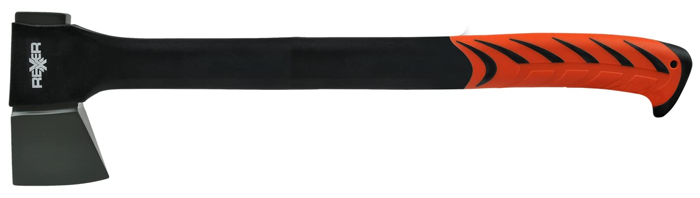 Rexxer siekiera zewnętrzna 1250 g | siekiera ręczna 60 cm | topór stolarski z trzonkiem z włókna szklanego | topór z ostrzem ze stali węglowej | młotek rozłupujący | siekiera do ogrodu i lasu | w zestawie ostrze i ochrona transportowa