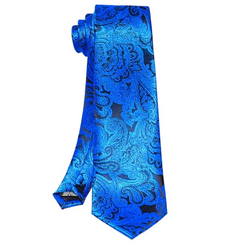 Image of 5PCS Mens Silk Tie, Pocket Square, Cufflinks, Drilled Tie Ring and Lapel Pin Set for Wedding Groom Party