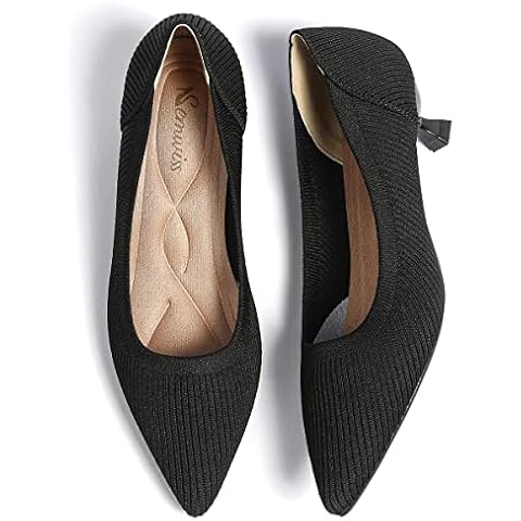 Semwiss Women's Low Heel Classic Pumps Pointed Toe Kitten Heels Shoes，Comfortable Casual Pumps for Women Dressy Black Cover