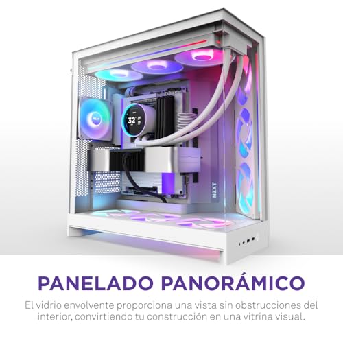Miniatura 7 de NZXT H9 Flow RGB+ (2025) – Caja de PC ATX de Torre Media de Gran Flujo de Aire de Doble Cámara – Incluye 7 Ventiladores RGB (6 x 140mm, 1 x 120mm) y concentrador de Control – Blanco