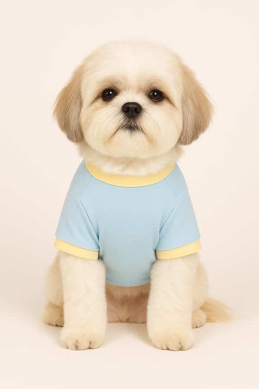 Image of Thunder Tails Cotton Adjustable Dog T-Shirt for Beagle, Cocker Spaniel, Hound & Corgi | Breathable Pet Clothing for Medium Dogs | Comfortable, Lightweight, Stretchable Dog Wear (Baby Blue Prof, 2XL)