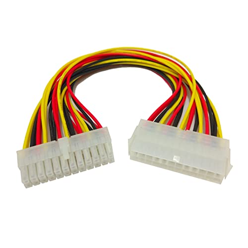 ATX Mining 30cm 24 Pin Dual PSU Power Supply Extension Cable Fit Fit Compatible Computer Adaptor Cable Connector Fit Compatible Miner Mining 24Pin 20+4pin(Yellow)