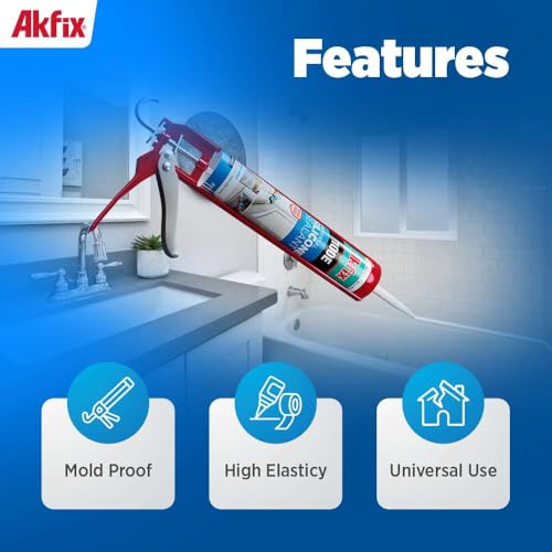 Akfix 100E RTV Translucent Silicone Caulk (2x10.1 fl.oz.)- 100% Waterproof Silicone Sealant for Kitchen and Bathroom, Shower, Bathtub, Toilet, Sink, Window & Door, No Discoloring | Translucent, 2 Pack - Image 4