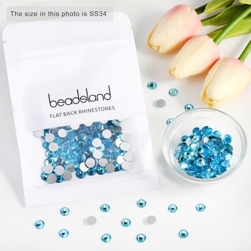 Image of Beadsland Flat Back Crystal Rhinestones,Aquamarine, SS34, 288pcs