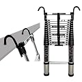 POLGDW Extra Tall Extension Ladder with Hooks, Aluminum Heavy Duty Telesladder for Loft/Roof/Outdoor/Industrial.(2.6M/8.53Ft)