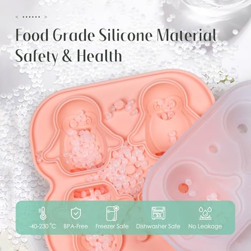 2 Pack Moldes de Hielo de Silicona en Formas 3D Animal miniatura 6